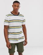 Jack & Jones Originals Dropped Shoulder Horizontal Stripe T-shirt In White - White