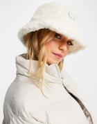 Asos Weekend Collective Sherpa Bucket Hat With Logo In Cream-white