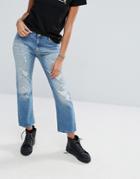 Love Moschino Destroyed Boyfriend Jeans - Blue