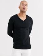 Asos Design V Neck Muscle Sweatshirt In Black