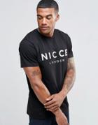 Nicce London T-shirt With Perforated Logo - Black