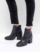 Pull & Bear Pointed Toe Heeled Ankle Boot - Black