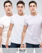 Asos 3 Pack T-shirt With Roll Sleeve Save - Multi