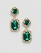Asos Double Jewel Drop Earrings - Green
