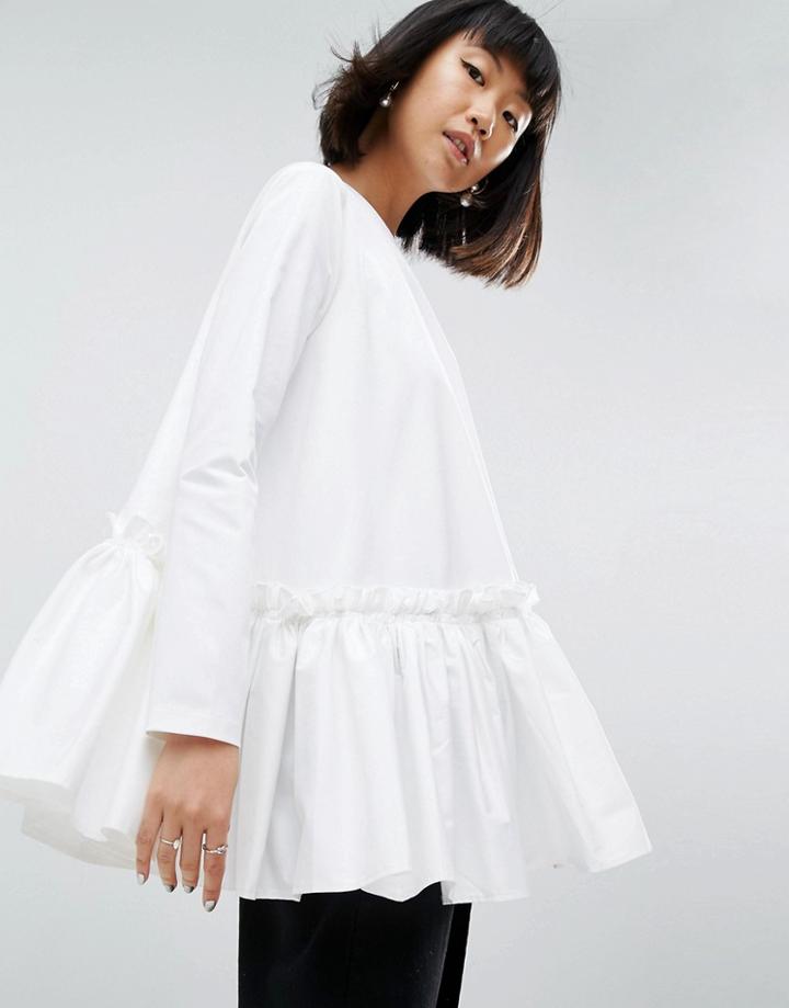 Asos White Extreme Trapeze Tunic Top - White