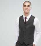 Heart & Dagger Skinny Wedding Suit Vest In Weave-brown