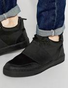 Dark Future Mid Top Sneakers In Black Neoprene With Elastic Strap - Black