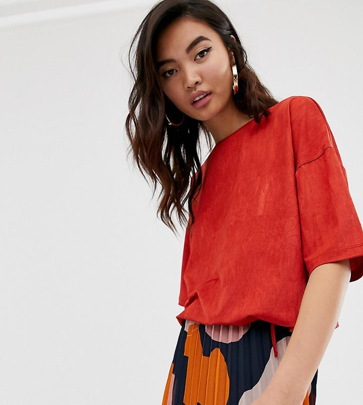 River Island Shell Top With Draw String Hem In Red - Red
