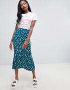 Asos Design Midi Skirt With Kickflare In Polka Dot - Multi