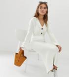 Asos Design Petite Two-piece Chunky Midi Skirt In Eco Yarn - White
