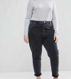 Asos Design Curve Farleigh High Waist Slim Mom Jeans In Washed Black - Black