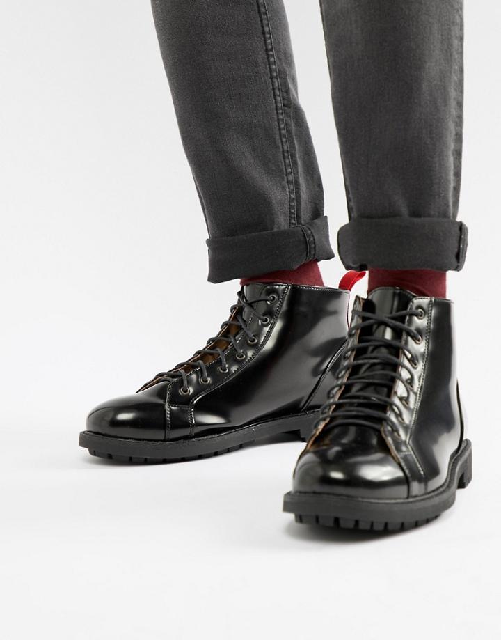 Truffle Collection High Shine Boots With Red Taping In Black