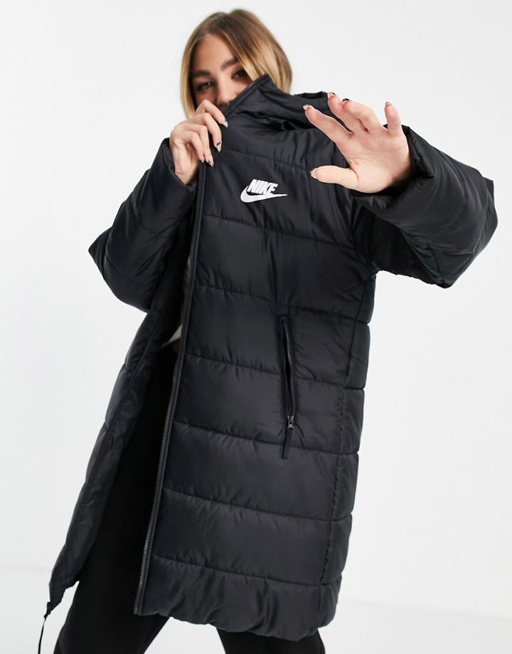 Nike Eco-down Repel Synthetic-fill Parka Coat In Black