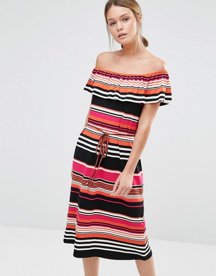 Oasis Stripe Bardot Dress - Multi