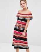 Oasis Stripe Bardot Dress - Multi