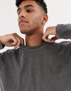 Reclaimed Vintage Oversized Long Sleeve T-shirt In Washed Charcoal