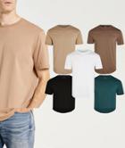 River Island 5 Pack Curve Hem T-shirt In Multi-brown