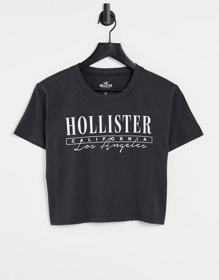 Hollister Logo T Shirt In Black