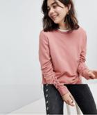 Pieces Ruffle Sleeve Sweatshirt - Pink