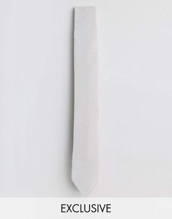 Noose & Monkey Velvet Blade Tie - White