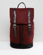 Asos Backpack In Burgundy Melton - Red