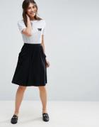 Asos Jersey Midi Skirt With Pockets - Black