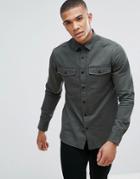 Only & Sons Shirt In Slim Fit Military Twill - Green