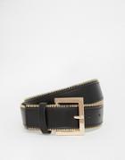 Asos Zip Teeth Detail Waist Belt - Black