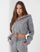 4th & Reckless Cropped Zip Hoodie In Gray