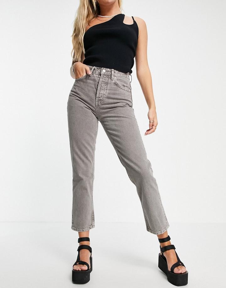 Topshop Jean In Taupe-white