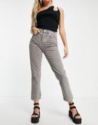 Topshop Jean In Taupe-white