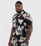 New Look Plus Two-piece Shirt In Leaf Print - Black