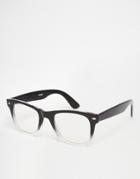 Asos Square Glasses With Clear Lens And Fade - Brown