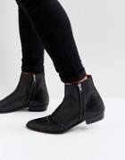 Walk London Ziggy Leather Star Zip Boots - Black