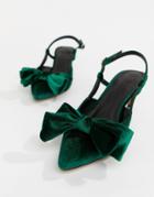 Asos Design Sherry Bow Kitten Heels - Green