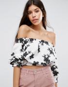 Qed London Floral Off The Shoulder Top - Multi