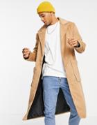 Another Influence Longline Coat In Sand-neutral