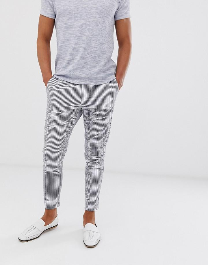 Only & Sons Seersucker Striped Pants - White