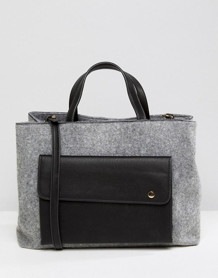 Mango Contrast Tote Bag - Gray