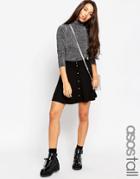 Asos Tall Mini Skater Skirt With Poppers - Black