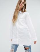 Ellesse Relaxed Longline Boyfriend Shirt - White