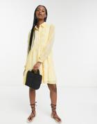 Vila Recycled Blend Mini Shirt Dress With Tiering In Yellow Floral