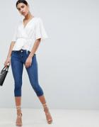 Asos Design Whitby Low Rise Skinny Jeans In Capri Length In London Blue - Blue