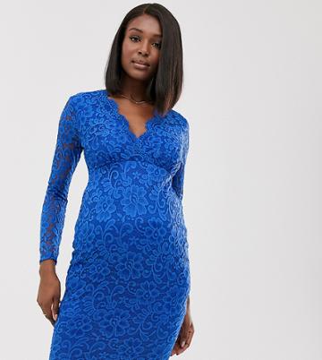 Blume Maternity Exclusive Lace Bodycon Dress In Blue - Blue