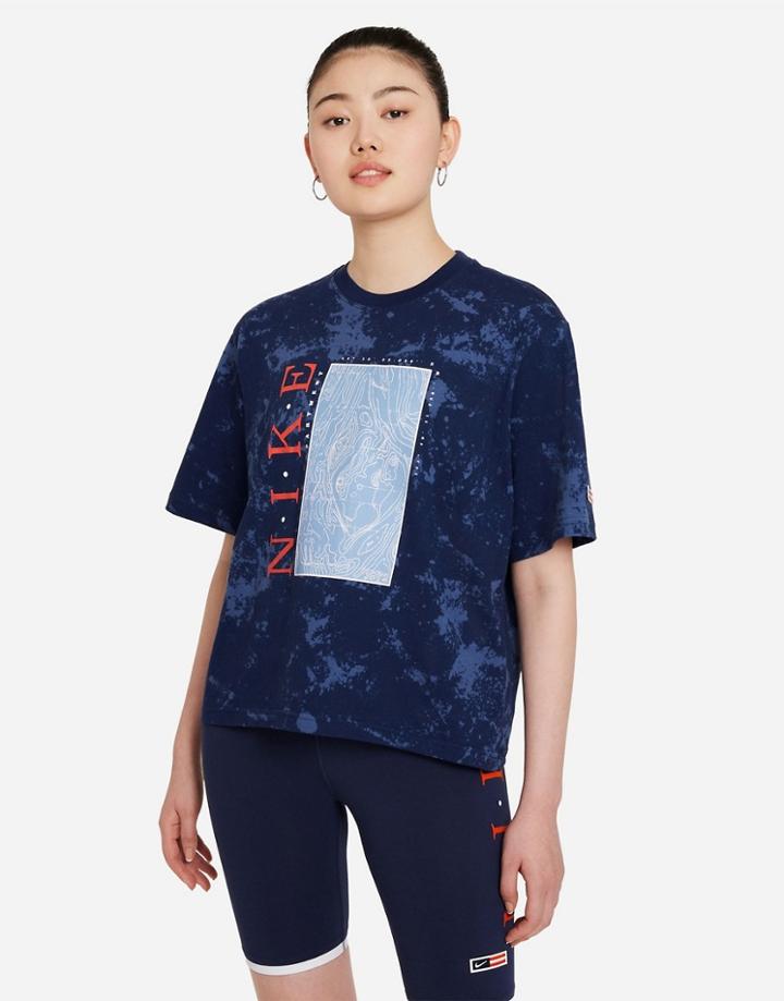 Nike Rwd Acid Wash Boxy T-shirt In Navy