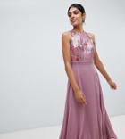 Little Mistress Tall Sequin Top Full Midi Prom Dress - Pink