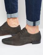 Asos Derby Shoes In Gray Suede - Gray