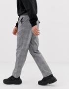 Asos Design Relaxed Pants In Gray Check With Utility Belt