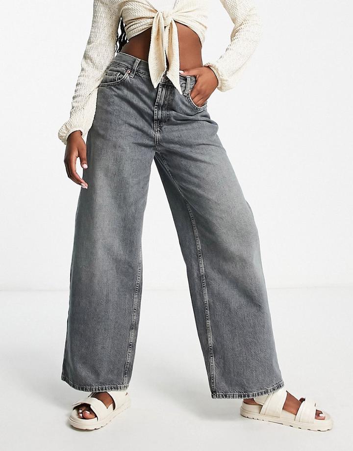 Topshop Low Slung Boyfriend Jean In Dirty Sulphur-blue