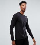Farah Tall Farris Slim Fit Long Sleeve T-shirt In Black - Black